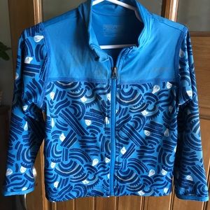 Toddler boy lightweight Patagonia zip up jacket.